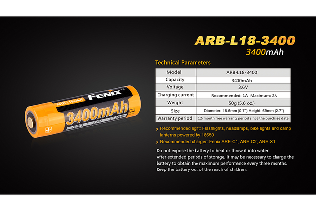 3400mAh Rechargeable 18650 Battery