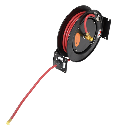 Steel Spring Driven Hose Reel 20 Ft. 1/4 In. Diameter Black