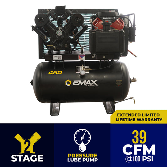 EMAX Honda GX Gas Driven Air Compressor with Electric Start — 18 HP, 60-Gallon, 39 CFM, Truck Mount