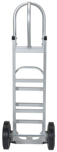 Aluminum P Handle Hand Truck with Hard Rubber Wheels 18-1/2 In. x 18-1/2 In. x 52-1/2 In. 500 Lb. Capacity Silver