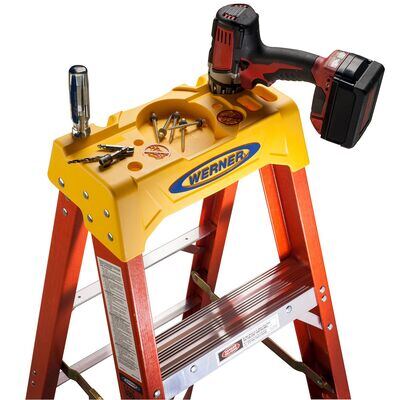 Fiberglass Step Ladder 8 Step 300 Lb. Capacity Orange