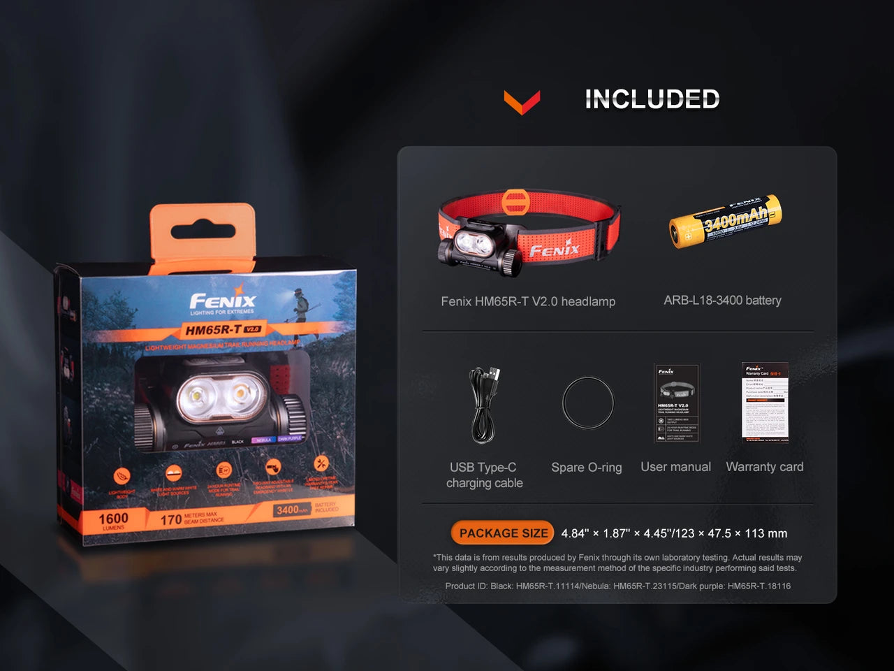 Fenix HM65R-T Rechargeable Trail Running Headlamp 1500 Lumens