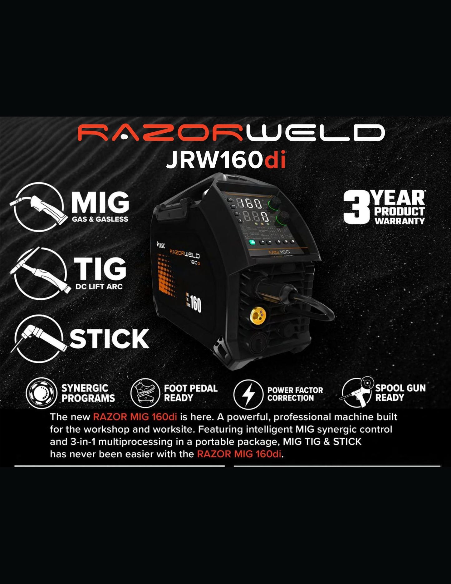 Razorweld Mig 160di 3-N-1 Multiprocessing Welder