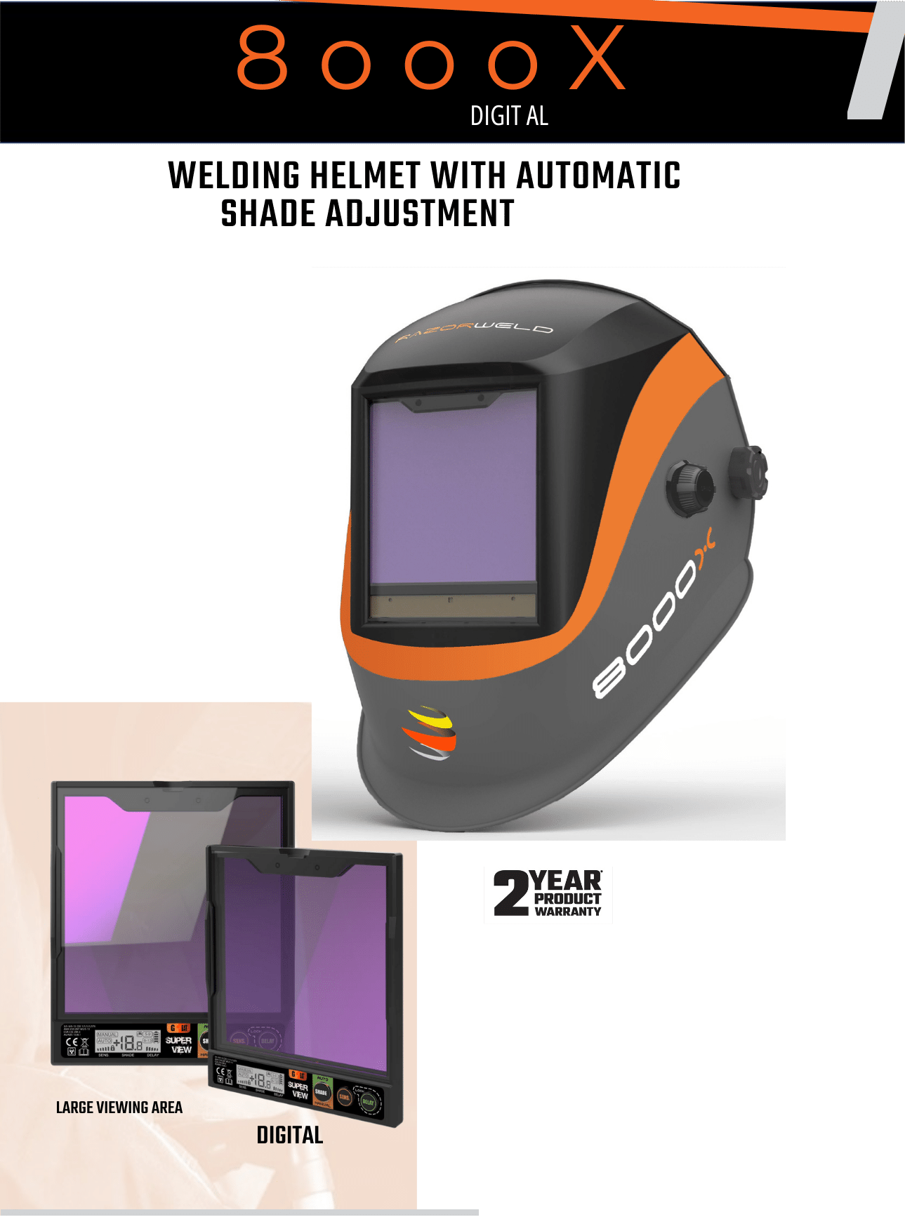 Razorweld Automatic Welding Helmet RW8000X