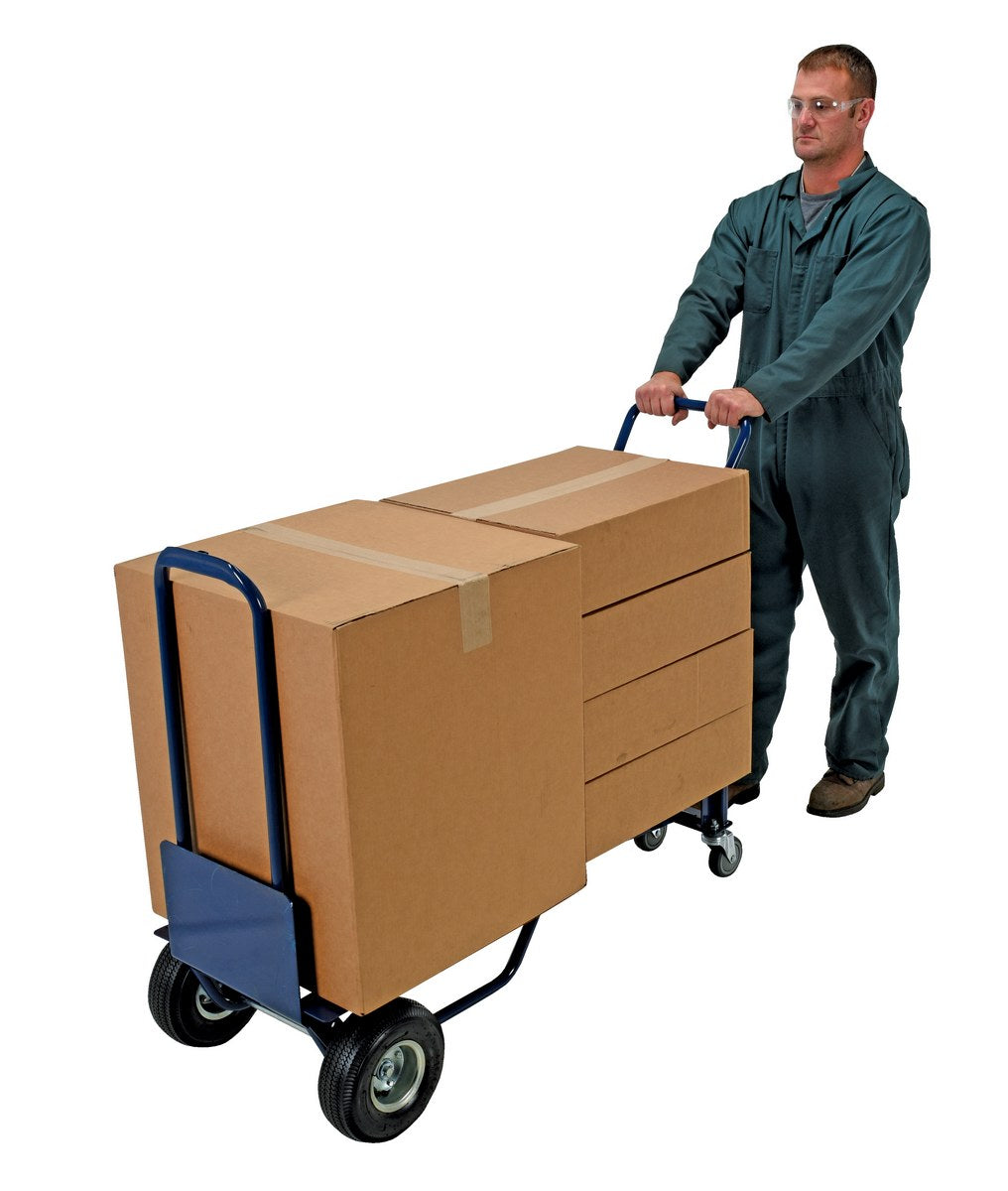 Steel Four Wheel Hand Truck 600 Lb. Capacity Blue