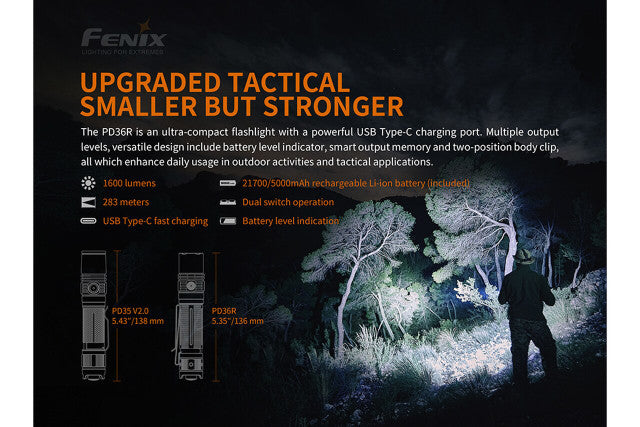 Fenix PD36R Rechargeable All-Purpose Flashlight - 1600 Lumens