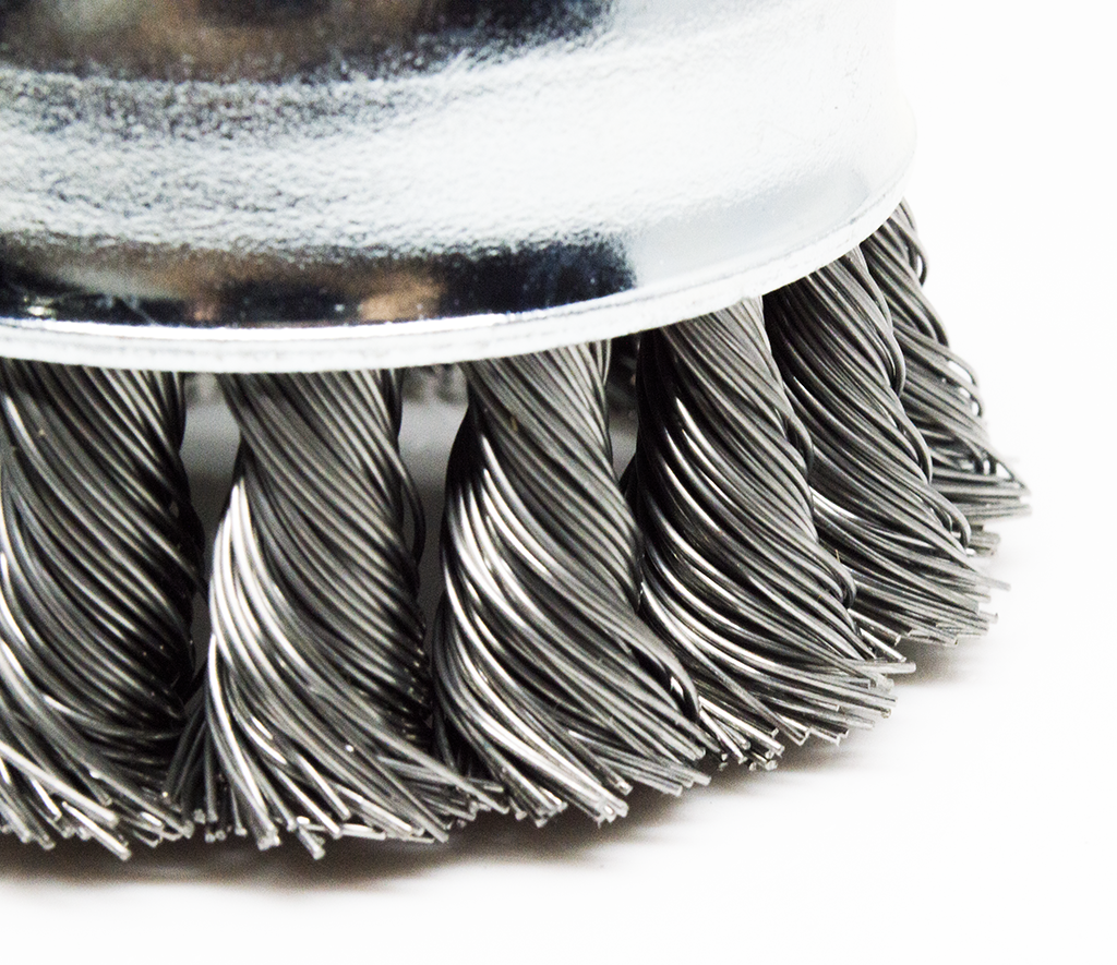 3" x 5/8-11" .020" Carbon Steel Knotted Cup Brush