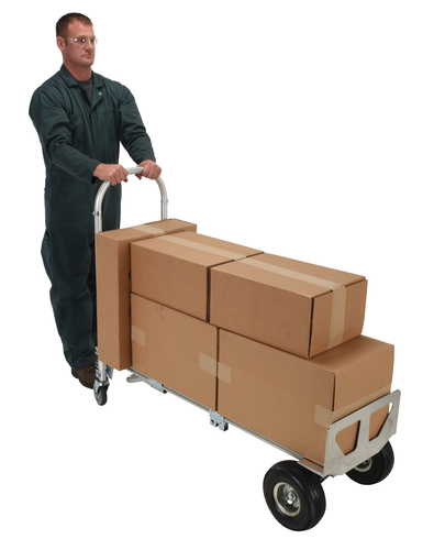 Aluminum 2 in 1 Convertible Hand Truck 500 LB Capacity Silver