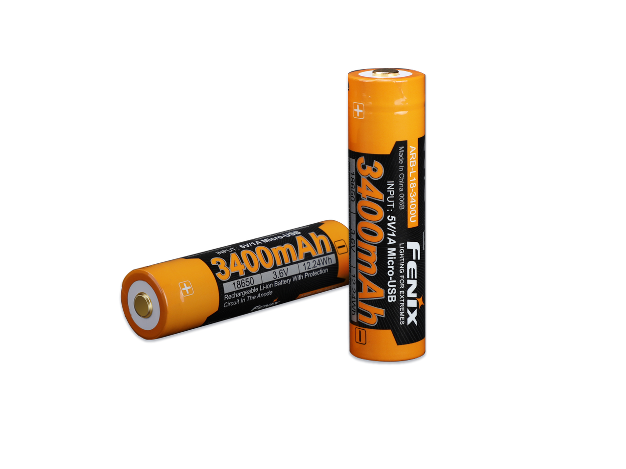 fenix flashlight 18650 rechargeable lithium ion battery 3400mAh Rechargeable 18650 Battery with Micro-USB Port