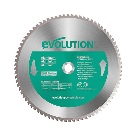 Evolution 14BLADEAL | 14 In. | 80T | 1 In. Arbor | Aluminum And Non-Ferrous Metal TCT Blade