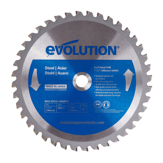 Evolution 185BLADEST | 7-1/4 In. | 40T | 20mm Arbor | Mild Steel And Ferrous Metal TCT Blade