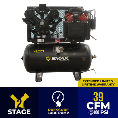 EMAX Honda GX Gas Driven Air Compressor with Electric Start — 18 HP, 60-Gallon, 39 CFM, Truck Mount