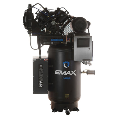 EMAX Hydro SMART AIR® Silent Air Industrial 10HP 38CFM Three Phase 230 Volt 2-Stage 80 Gal. Vertical Stationary Electric Air Compressor