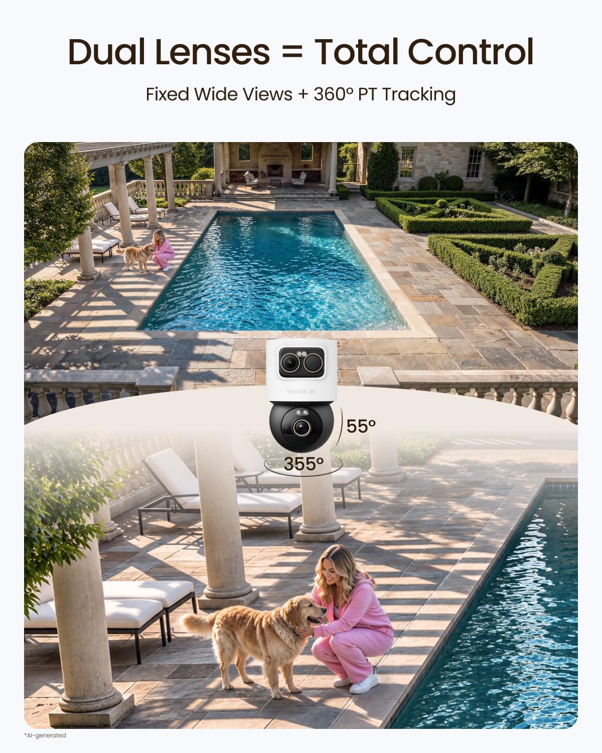 Reolink Wireless 4K+3K Dual Lens Outdoor Security Camera, OMVI 2i Ultra