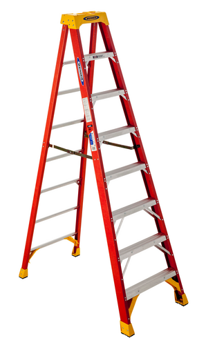 Fiberglass Step Ladder 8 Step 300 Lb. Capacity Orange