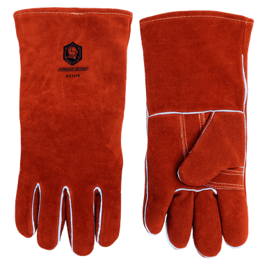 Premium red Side split Cowhide 14” Stick welding glove, Size L