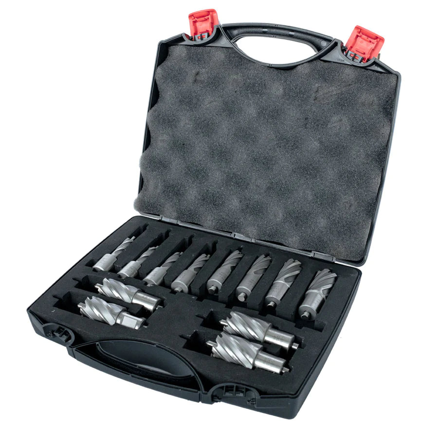 Evolution 12pc 1 In. Depth Annular HSS Mag Drill Cutter Set 7/16 To 1-1/8 Inch With 3/4 Inch Weldon Shank