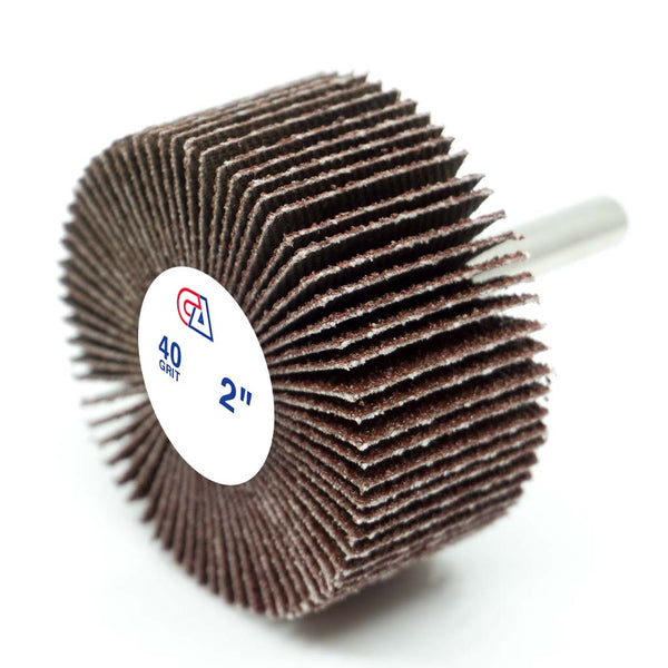 2 x 1 x 1/4 Mounted Aluminum Oxide Sanding Flap Wheels (40-120 Grit)