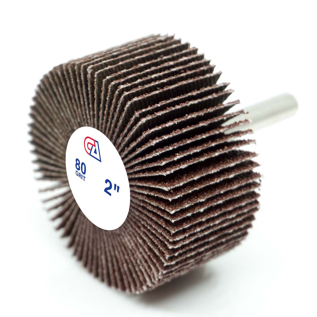 2" x 1" x 1/4" Mounted Aluminum Oxide Sanding Flap Wheels (40-120 Grit)