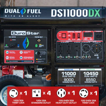 11,000 Watt Dual Fuel Portable DX Generator w/ CO Alert