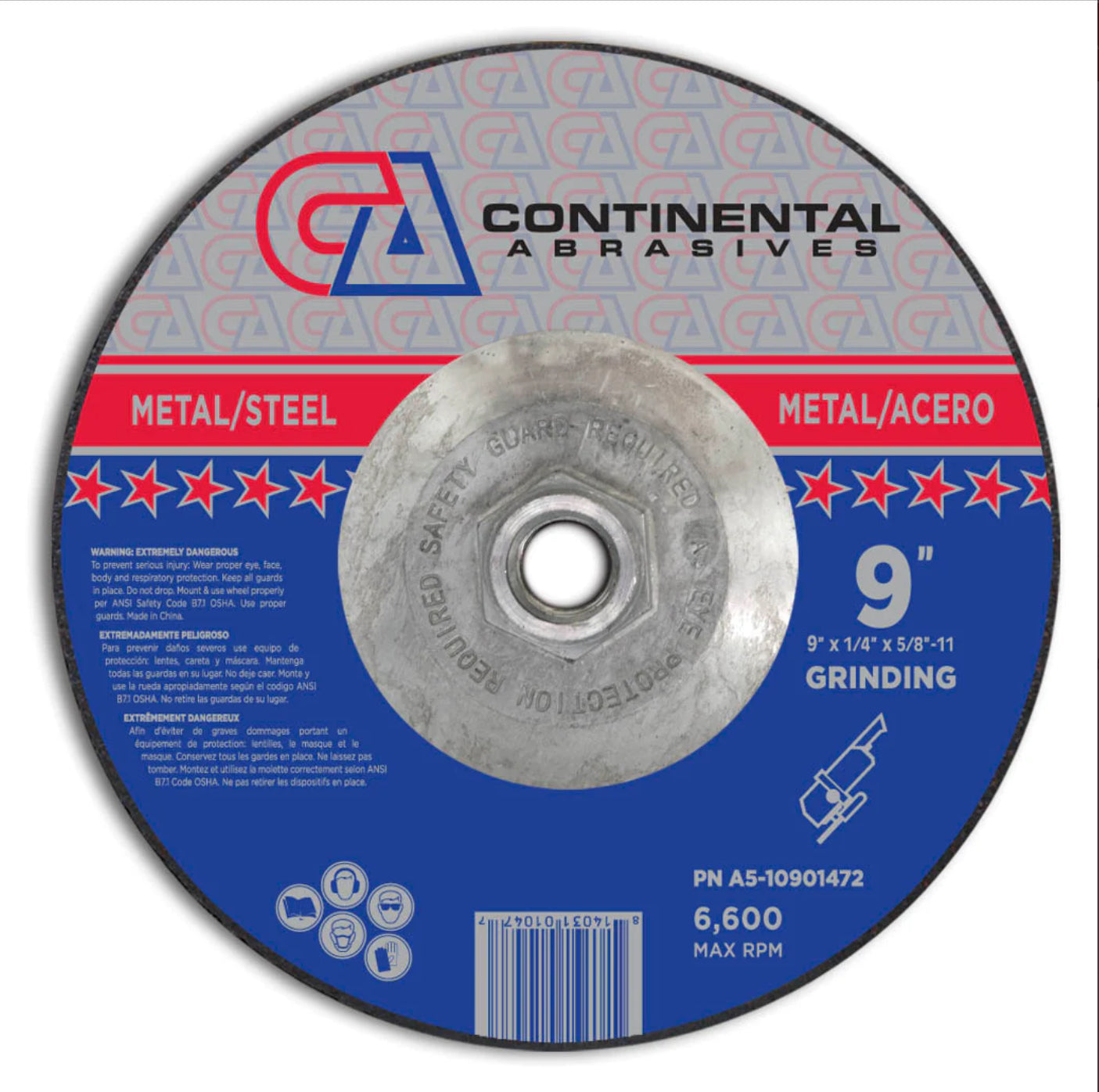 T27 Depressed Center Grinding Wheels 9" x 1/4" x 5/8"-11 flange