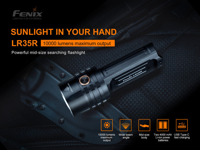 Fenix LR35R Rechargeable Flashlight - 10,000 Lumens