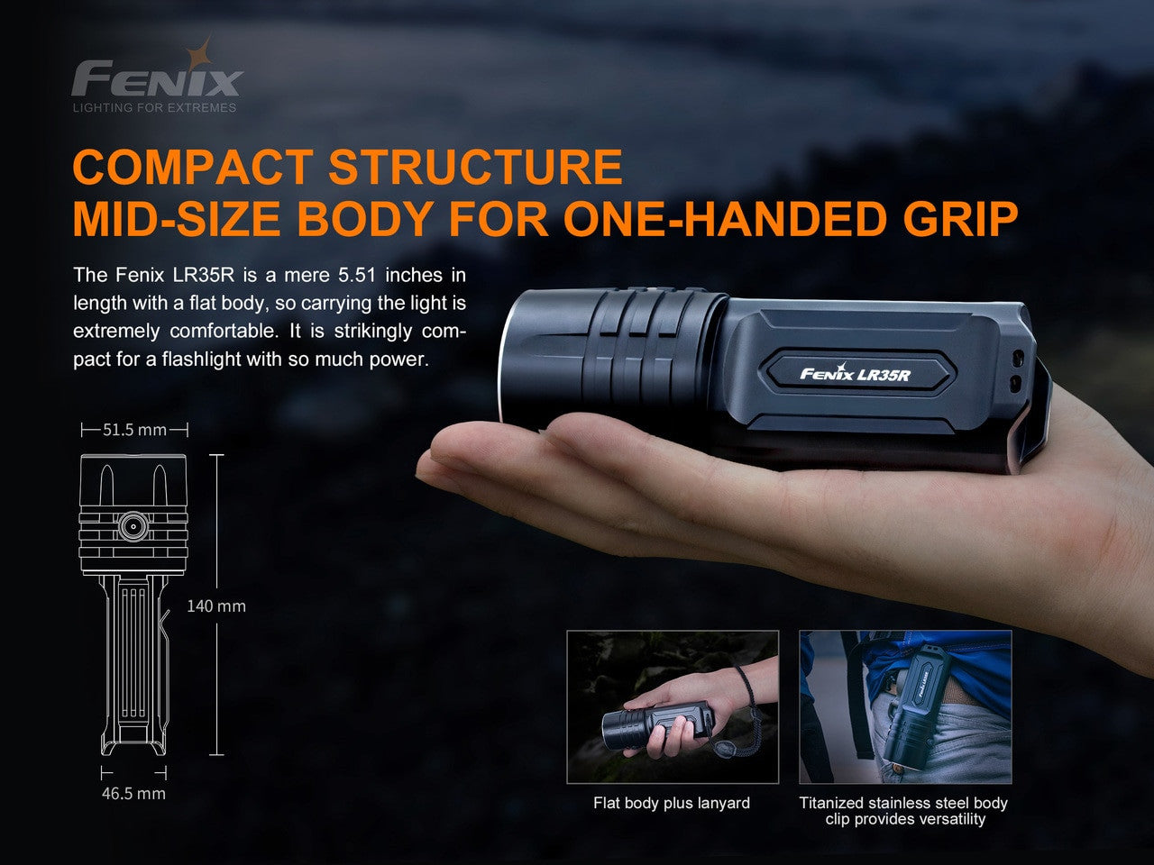 Fenix LR35R Rechargeable Flashlight - 10,000 Lumens