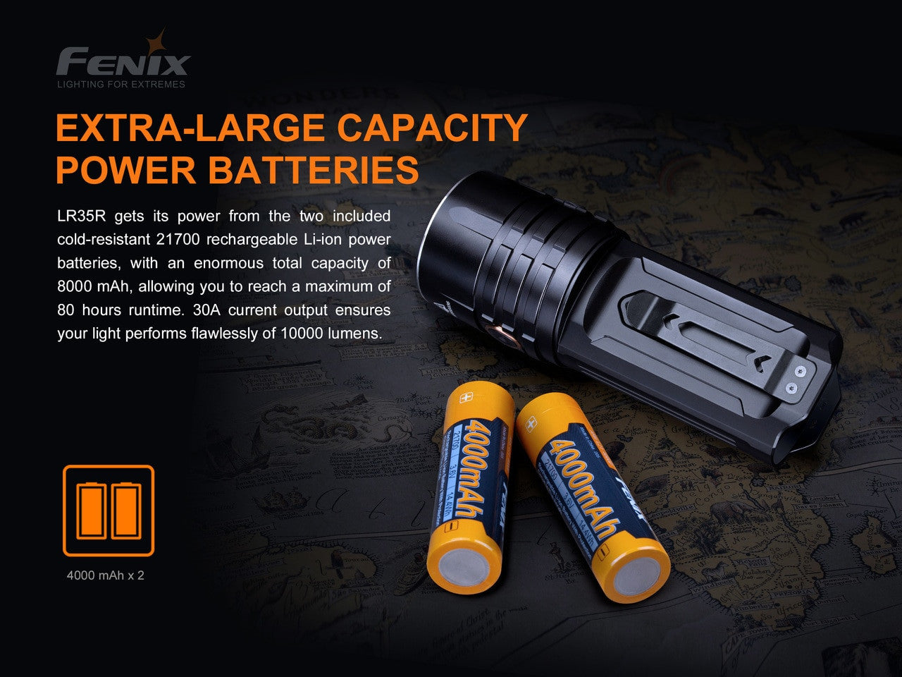 Fenix LR35R Rechargeable Flashlight - 10,000 Lumens