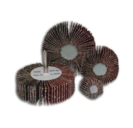 2" x 1" x 1/4" Mounted Aluminum Oxide Sanding Flap Wheels (40-120 Grit)