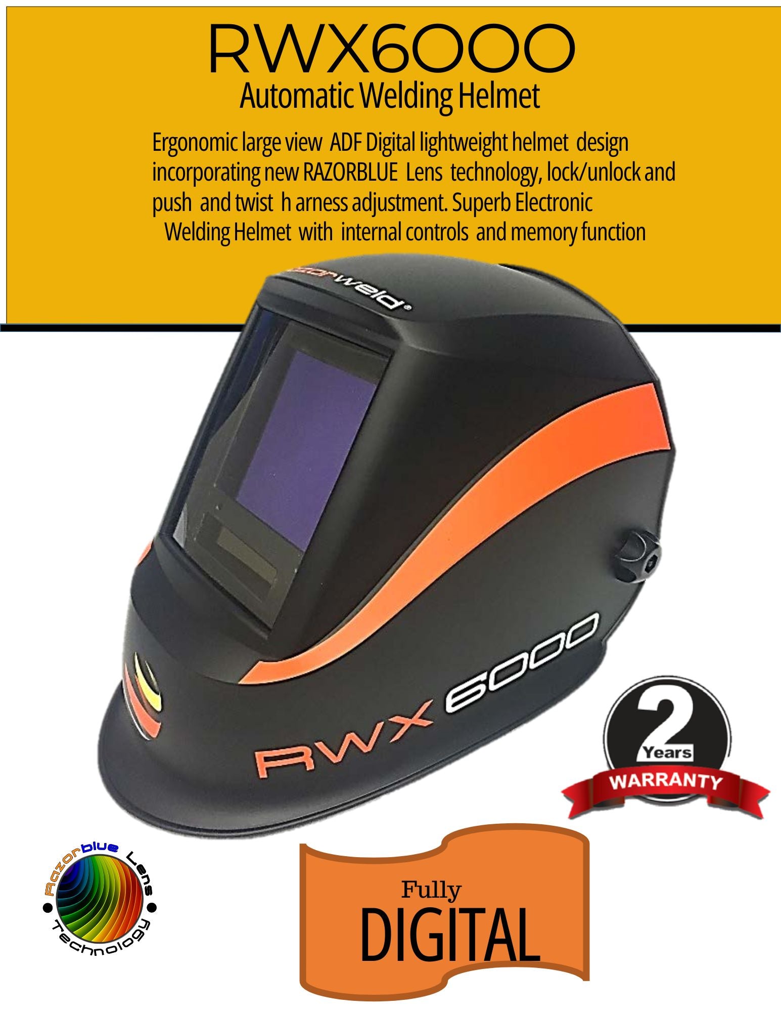 Razorweld RWX6000 Digital Welding Helmet – Welding Equipment Plus LLC
