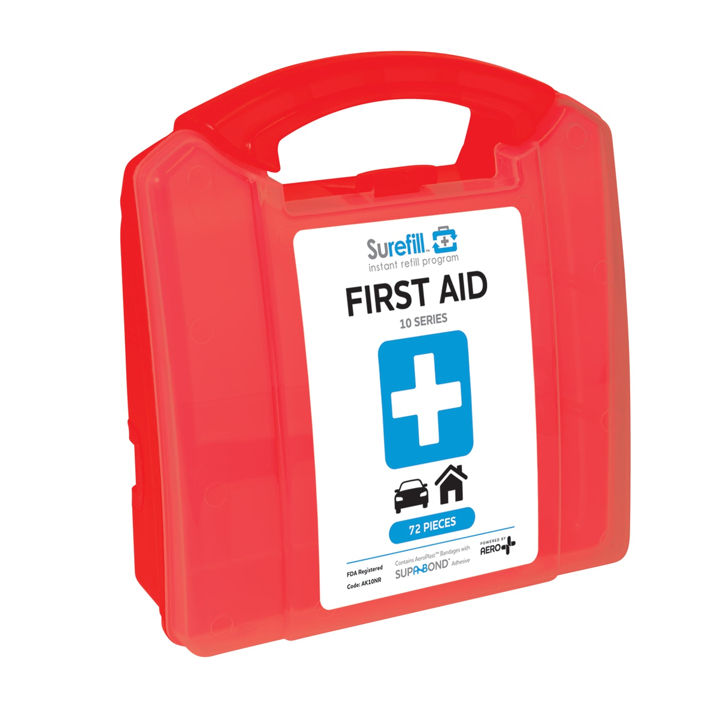 Surefill™ ALL PURPOSE 10 Series First Aid Kit – Red Translucent Case