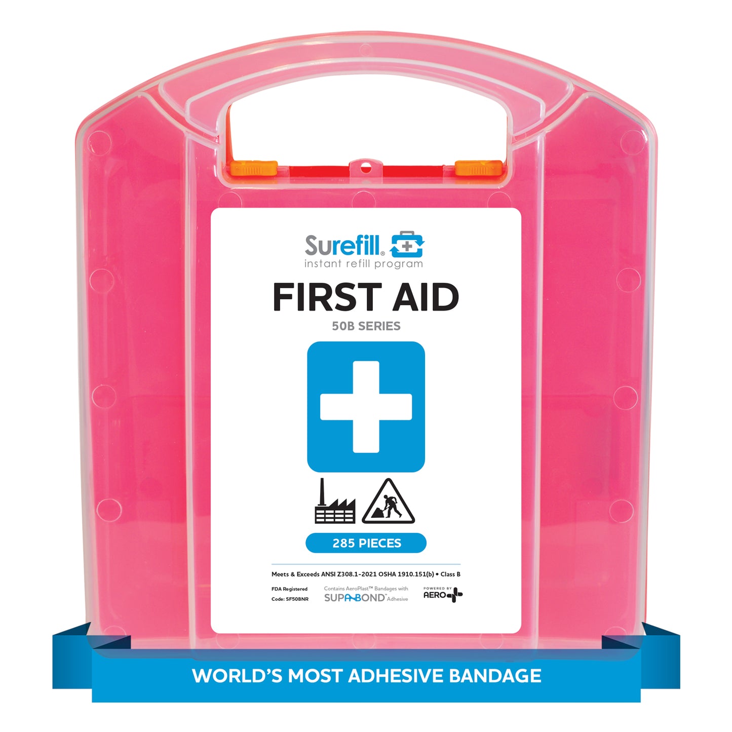 SUREFILL™ 50 ANSI 2021 B First Aid Kit – Retail Plastic Case