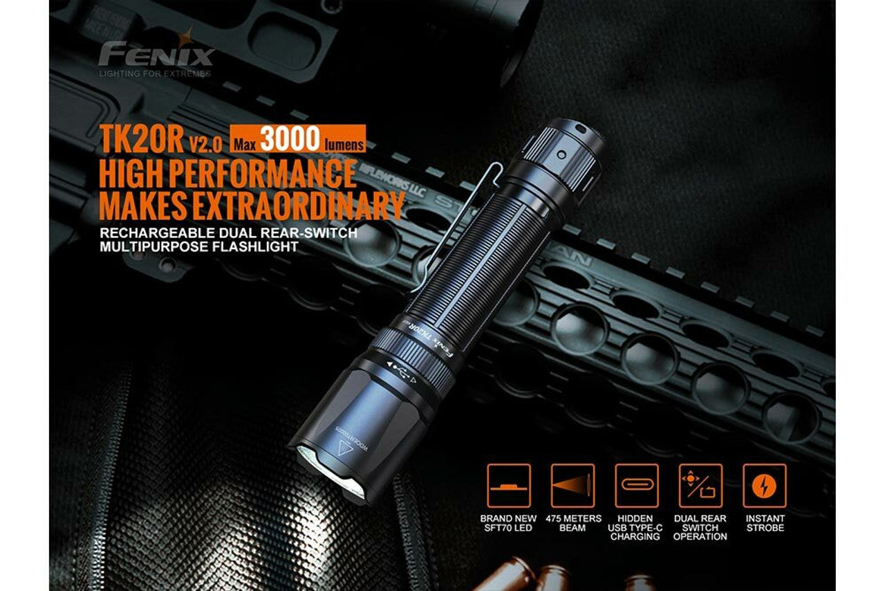 Fenix TK20R V2.0 Rechargeable Flashlight - 3000 Lumens