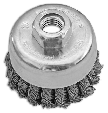3" x 5/8-11" .020" Carbon Steel Knotted Cup Brush