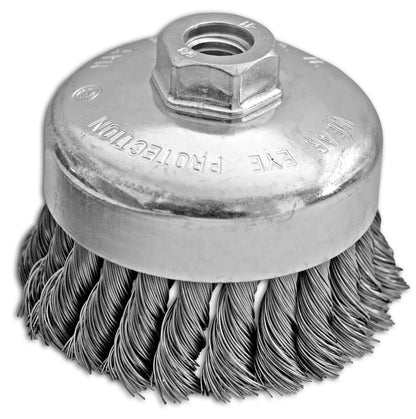 4" x 5/8-11" .020" Carbon Steel Knotted Cup Brush