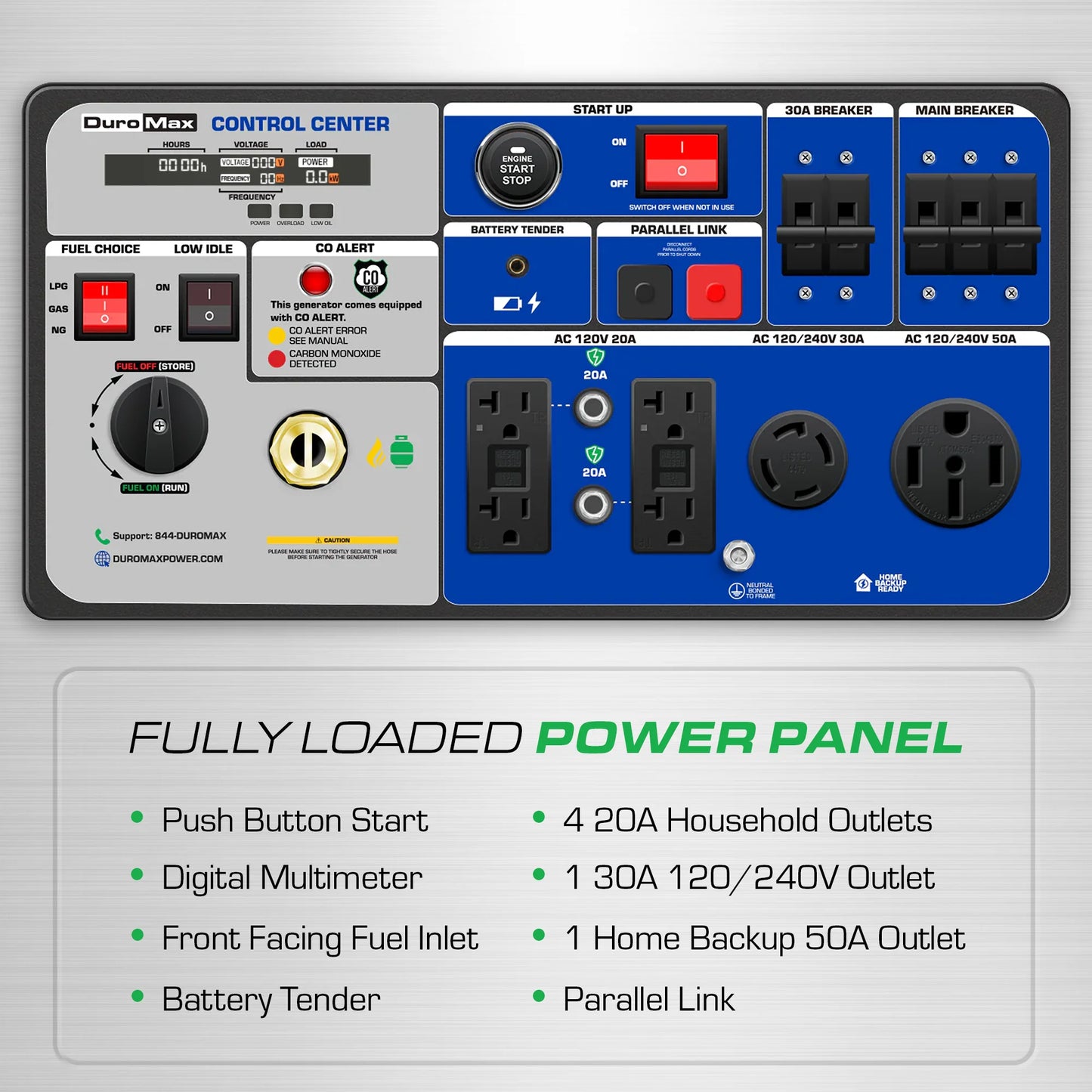 DuroMax 9,500 Watt Portable Tri Fuel Inverter Generator - Quiet, Low THD