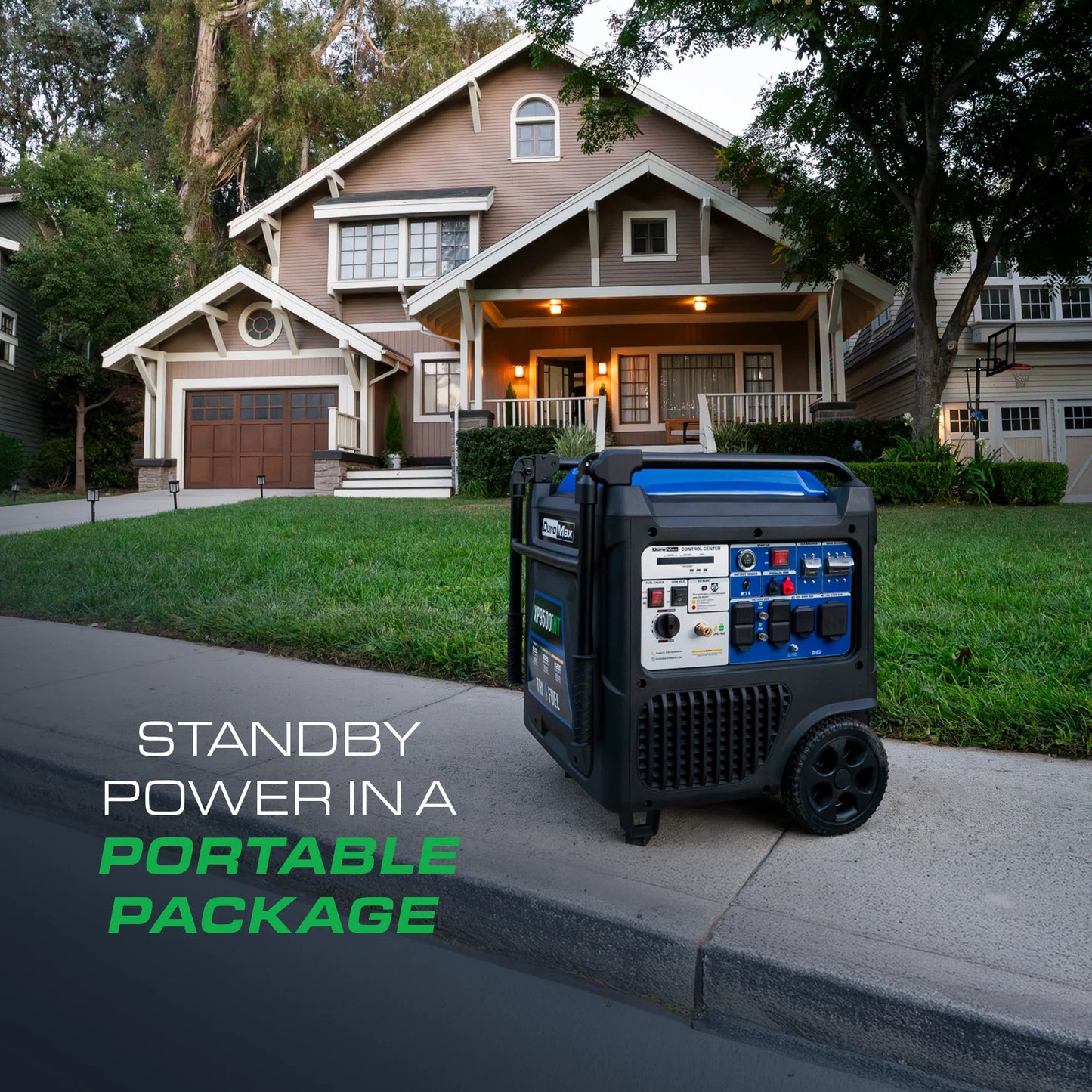 DuroMax 9,500 Watt Portable Tri Fuel Inverter Generator - Quiet, Low THD
