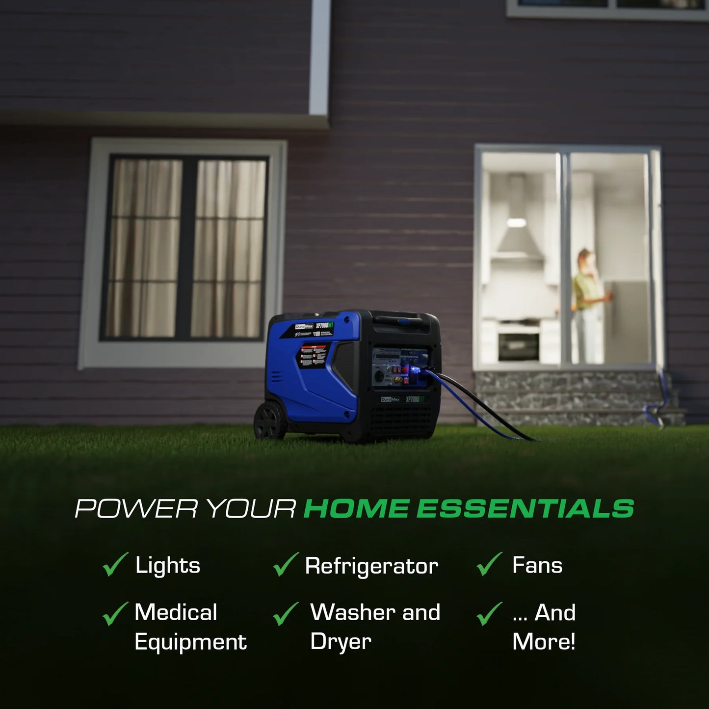 7,000 Watt Portable Tri Fuel Inverter Generator - Quiet, Low THD