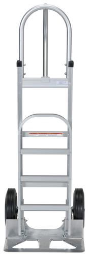 Aluminum P Handle Hand Truck with Hard Rubber Wheels 18-1/2 In. x 18-1/2 In. x 52-1/2 In. 500 Lb. Capacity Silver